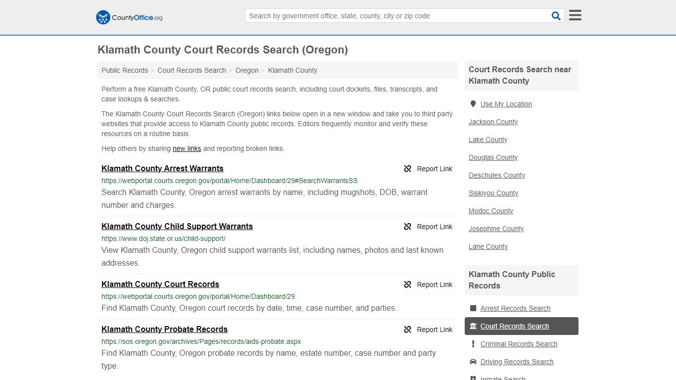 Court Records Search - Klamath County, OR (Adoptions ...