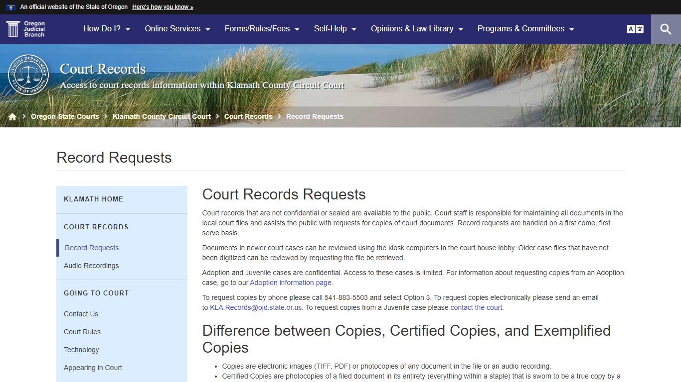 Oregon Judicial Department : Record Requests : Court ...