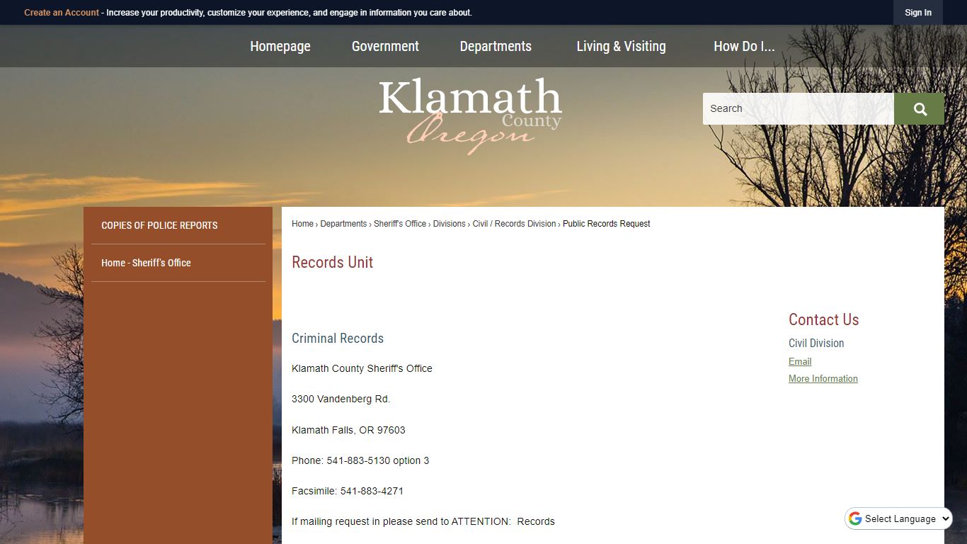 Records Unit | Klamath County, OR