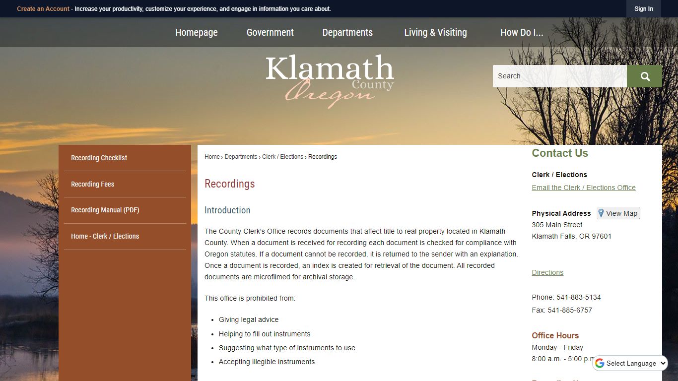 Recordings | Klamath County, OR